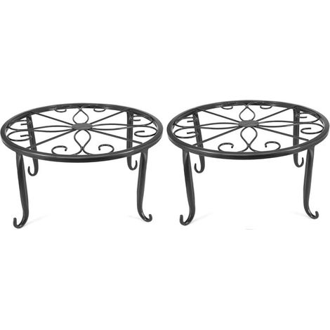 Pot de fleur Stand, 2 PC Metal Art Plant Stand Rack Style européen pot de fleur titulaire pour jardin Table Ronde de Jardin,Table de Jardin Design en Fer Forgé ,Table de Terrasse Style Antique (1/5)