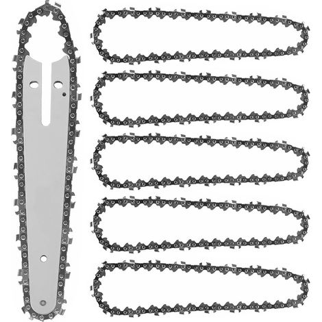 5 pièces de chaînes de scie 6 pouces avec 37 maillons d'entraînement 1/4" Chaîne de remplacement pour scie à chaîne mini batterie, Accessoires pour scie à chaîne électrique (1/5)