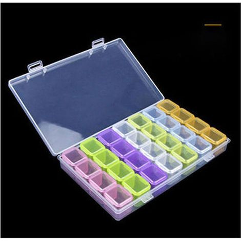une Couleur 28 Grilles Diamant Broderie Bote, Diamant Bote De Rangement Perles Organisateur Cas Pour Bijoux Perles Boucle D'oreille Outil Conteneu (1/5)