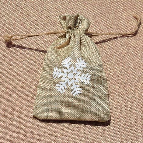 10 Stück bedruckte Leinenbeutel mit Kordelzug, Geschenkbeutel, Schmuckaufbewahrungsbeutel 4 (1/4)
