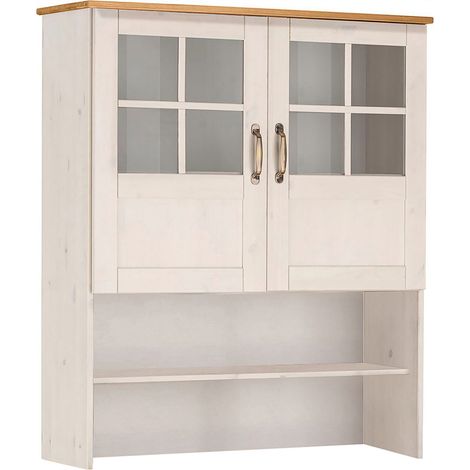 Alby-Huche avec 2 portes vitrées et 1 étagère en laque blanc pin (1/4)