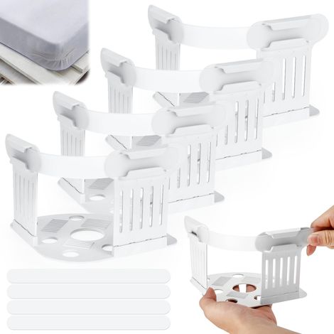 4 Clips Attache Drap Housse avec des Bandes De Verrouillage, Tendeur Drap Housse Amovibles, Bloc Drap Housse Angle pour Protège-Matelas, Couvertures (1/5)