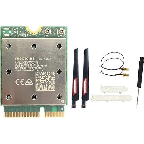 Kabellose Wi-Fi-Karte QCNCM865 WiFi7 5800M Bluetooth 5.4 2,4G/5G/6Ghz M.2 für Windows 10/11 + Antenne 10 dB (1/5)
