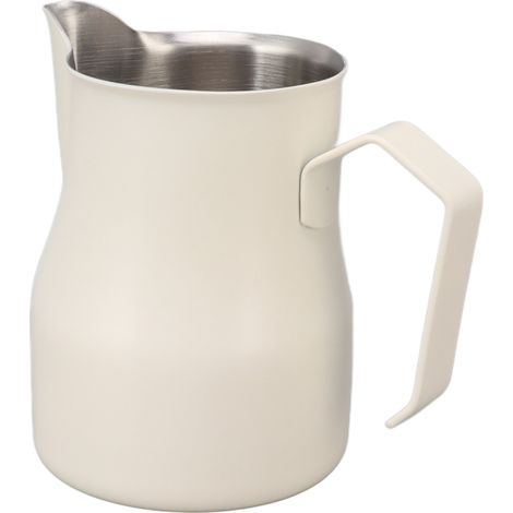 Verseuse à lait en acier inoxydable 304, bec verseur, graduation, tasse à café latte, mat blanc 350ml (1/5)