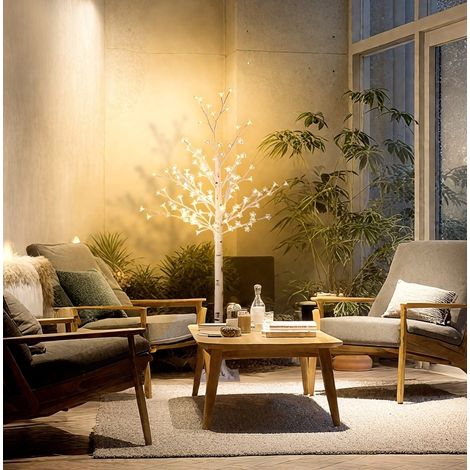 Árbol luminoso artificial LED 21x21x150 cm de plástico blanco regulable – MEUBLIV (1/5)