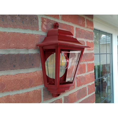 Außenwandleuchte Höhe 32,5cm Halbschale Rot mit reflektierender Rückwand (1/5)