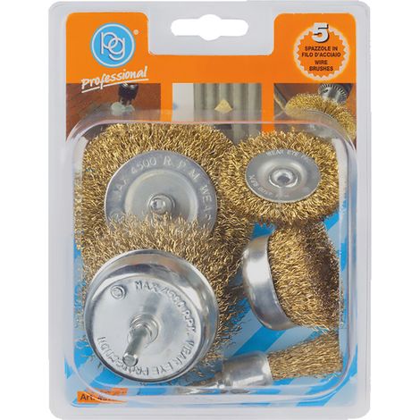 SET SPAZZOLE PER TRAPANO set 5 pezzi  - PG