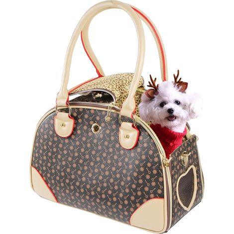 Trendige Handtasche aus Kunstleder für Hunde und Katzen, Haustiertasche, Rucksack für Hunde und Katzen, Braun, Größe S, 38 x 23 x 17 cm (1/5)
