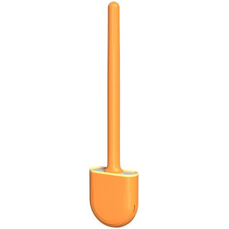 SABIR Brosse de toilette murale, mini brosse de nettoyage de toilettes de salle de bain avec poignée amovible, orange vitalité