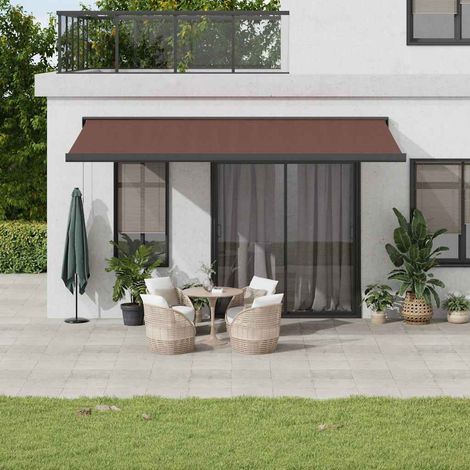 Toldo retráctil automático marrón 500x300 cm vidaXL (1/5)