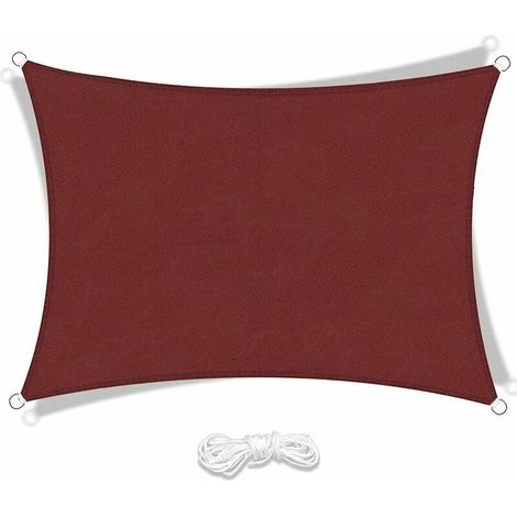 RHG Voile d'ombrage Rectangulaire Polyester Toile d'ombrage Imperméable Anti UV pour Terrasse Camping Extérieur Jardin (2 x 3 m Rouge foncé)