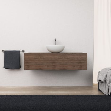 Inda - Mobile bagno L.120 con lavabo in appoggio / Rovere castano