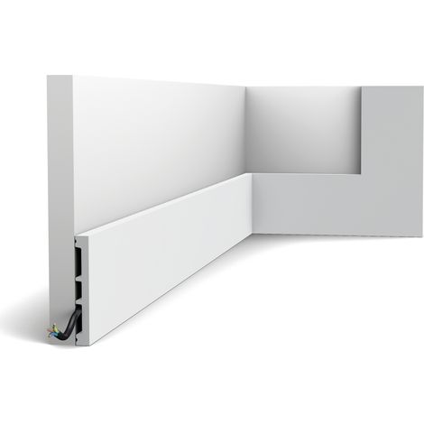 Battiscopa Orac Decor SX163-RAL9003 AXXENT SQUARE zoccolino profilo multifunzione modanatura tipo stucco preverniciata design classico bianco segnale 2 m (1/7)