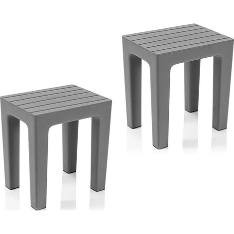 Set 2 pezzi Lello lo sgabello multiuso ad alta resistenza grigio effetto legno (1/5)