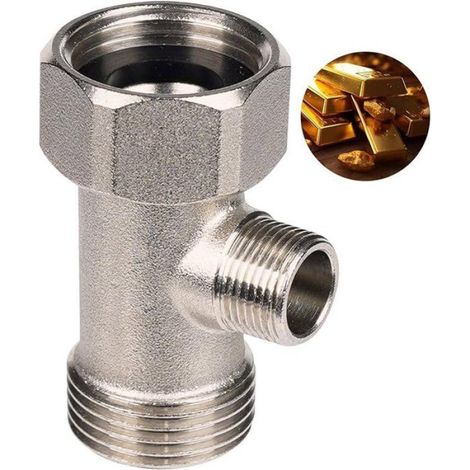 1 Raccord en T,Laiton,7/8 pouce x 3/8 pouce,Vanne métallique,Réservoir toilettes,Bidet (1/5)