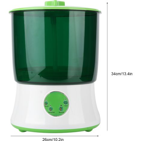 Dispositivo inteligente de dos niveles para germinar semillas en casa: máquina de germinación automática, ABS verde, 20 W, enchufe estadounidense de 110 V. (1/5)