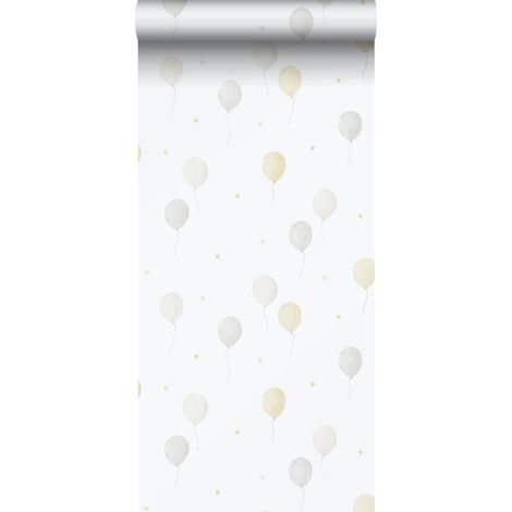 papier peint montgolfière beige, gris et blanc - Sanders & Sanders (1/5)