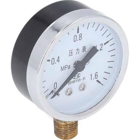Manomètre 1/4 NPT pour air comprimé, précision 2.5%, boîtier inox, cadran transparent, 0-16 bar (1/5)