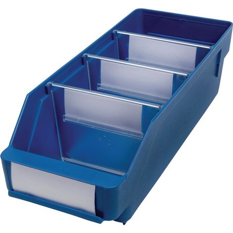 Boîte pour étagère L300xl120xH95mm bleue PP (Par 30)