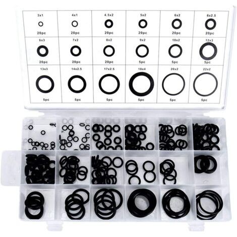 Lot de 225 joints toriques - Assortiment de 18 tailles différentes - 3-22 mm