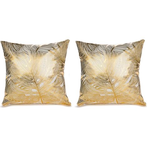 Pack 2 cache-coussins velours tons dorés déco salon chic 45x45cm (1/5)