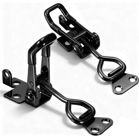 Lot de 2 loquets à bascule métalliques réglables avec trou pour cadenas, loquets de sécurité à libération rapide robustes, adaptés pour boîte à outils, coffre de rangement, boîte en bois et porte d'ar (1/4)