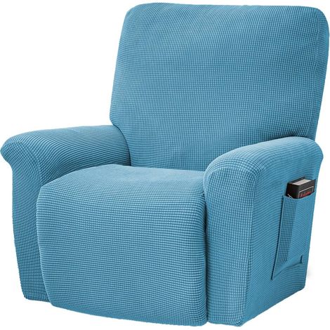 Housse de fauteuil, lot de 4, housse de fauteuil inclinable TV, housse d'accoudoir élastique, housse extensible pour fauteuil inclinable 1 place, housse de fauteuil inclinable avec poches (1/5)