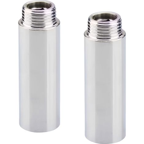 Lot de 2 rallonges de robinet en acier inoxydable 1/2" x 150 mm, AG 1/2" x (1/5)