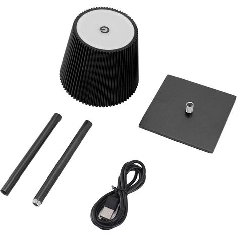 Lampe de table LED sans fil, lampe de bureau à batterie rechargeable de 3600mAh, lampe de table LED à 3 couleurs dimmables en continu, veilleuse pour restaurant, chambre à coucher, bars, couleur noire