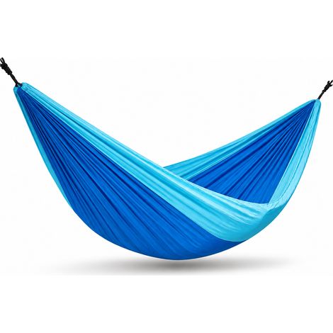 Single camping hammock in blue nylon with quick opening (1/5)