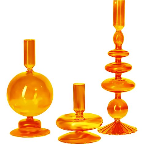 Portavelas de mesa de cristal naranja, de uso universal, ideal para cenas románticas, bodas y decoración ambiental. (1/5)