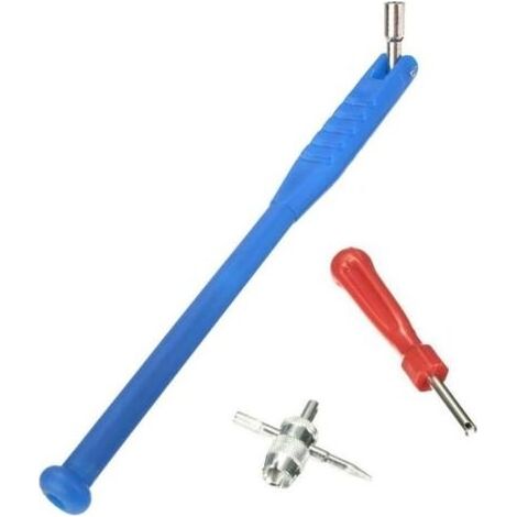 3 Pcs Tire Valve de Pneu Tige Extracteur Tube Kit de Réparation Clé à Noyau Loader Outils de Réparation de Pneu en Métal Valve Tige Noyau de Voiture Moto Remover (Blue) (1/5)