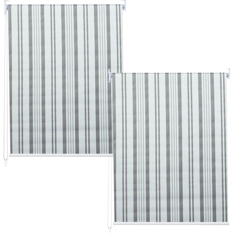 [NUNCA USADO] Lote de 2 estores enrollables HHG-474, estor enrollable de ventana de tracción lateral, 120x230cm protección solar opaca, gris/blanco