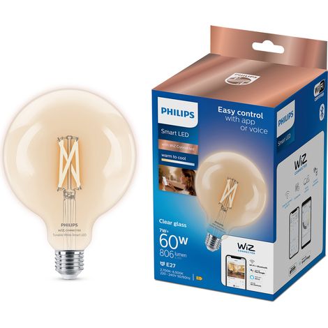 Ampoules à filament transparent philips consumer 37210800-g125 e27 7w-wiz connecté (1/5)