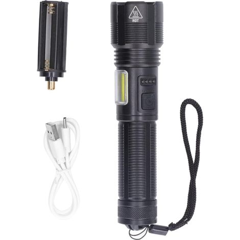 Lampe De Poche LED, 800-1000 LM USB Charge Flash Light, High Light IPX4 Étanche Zoomable Handheld Flash Light pour Urgence Camping Randonnée Vélo (1/5)