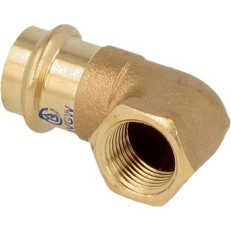 Raccord à sertir laiton rouge coude 15 mm x 3/8’’ FF contour V