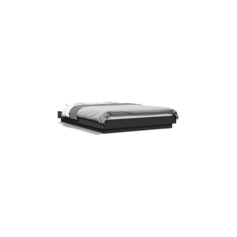 Cadre de lit avec lumières LED noir 120x190 bois d'ingénierie (1/5)