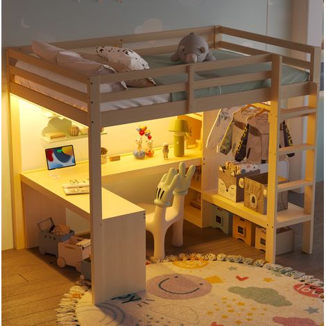 lit chambre adulte rangement 140x200 bois naturel clair OKMYHOME (1/5)