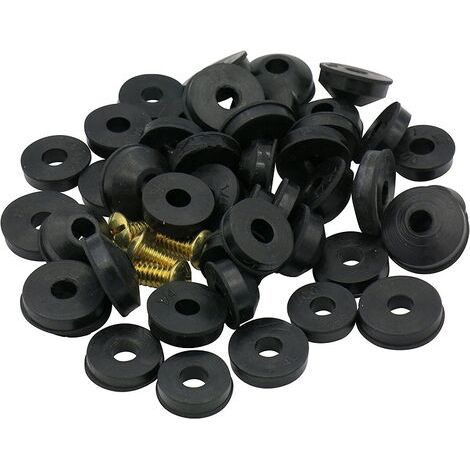 58 Pièces Kit de Rondelles Robinet, 28pcs Joints Plats Caoutchouc pour Robinets 24pcs Rondelles Conique avec 6 Vis en Laiton Joint en Caoutchouc pour Robinet Réparation Salle de Bain Cuisine NPTERBL