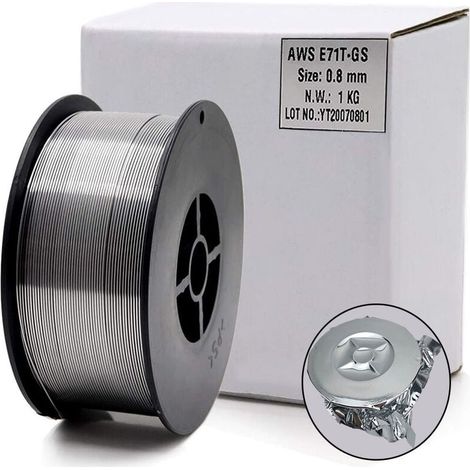 Fil fourré auto-protégé E71T-GS 0.8 mm - Bobine 1 kg pour soudage MIG sans gaz, toutes positions (1/5)