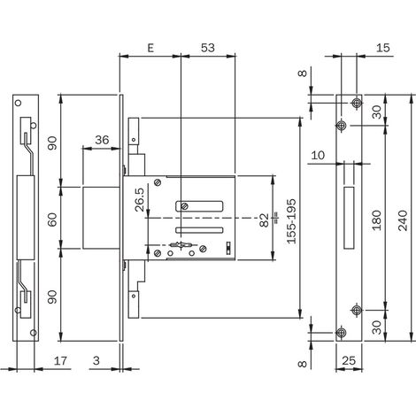 Serratura a Doppia Mappa da Infilare per Fascia Art 663 e 60 113 x 82 mm
