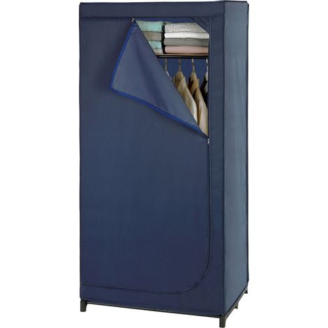 Wenko – Armoire penderie en métal 1 étagère 75x50x160 cm – Housse 100% polyester – Protection optimale des vêtements