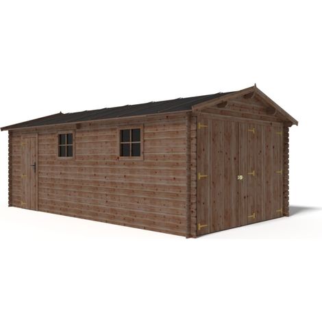 Garage in legno - 21m2 - 3.5x6m - impregnata - 28mm - colore: marrone - GAR20