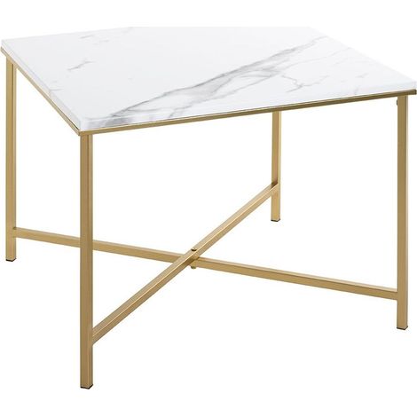 Table Basse Effet Marbre "Alba" 60cm Or