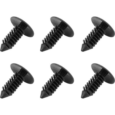 100 pièces Rivets Plastiques à Pousser Noir pour Garnitures de Porte Auto, 7.5mm