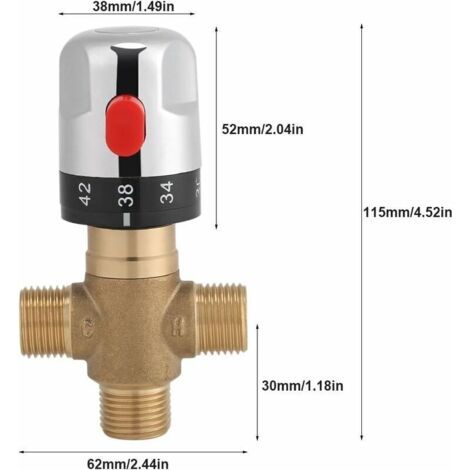 QORVA-Mitigeur Laiton Thermostat 15mm Lavabo Mitigeur Température Fixe Pour Cuisine Salle De Bains G1/2 35-45°C-Fei Yu (1/3)