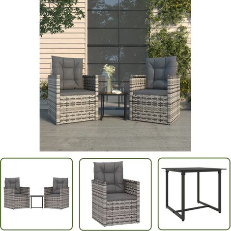 Furniture Limited - Mobilier d'extérieur 3 pcs avec coussins Rési (1/5)