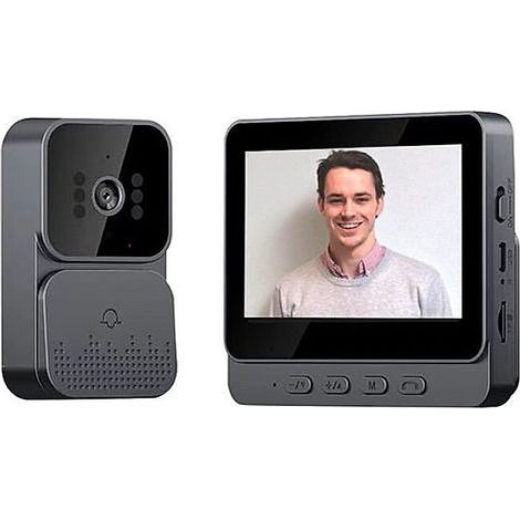 Sonnette vidéo avec écran IPS de 4,3 pouces, interphone vidéo, conversation vocale bidirectionnelle, vision nocturne (1/4)