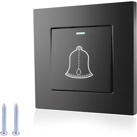 Bouton Exterieur 220–250V 16A Interrupteur de Sonnette Filaire Porte en Verre Trempe avec Vis, Installation Facile, Usage Domestique ou Hotelier (1/5)