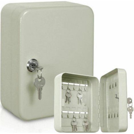 Key Cabinet Wall Mounted 48 Cabinet Safe - Solid Steel Security Storage Box Outdoor Keysafe Lockbox for Home Office (20 Centilitres, White) (1/5)
